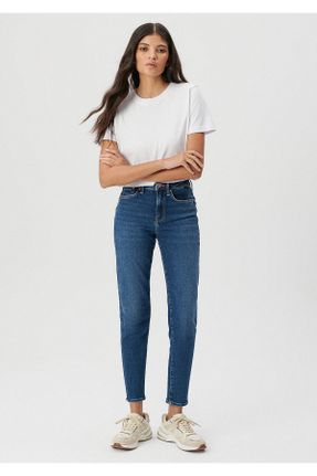 شلوار جین آبی زنانه پاچه تنگ فاق بلند پنبه (نخی) استاندارد کد 285963791
