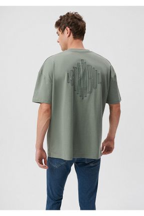 تی شرت سبز مردانه اورسایز یقه گرد پنبه (نخی) تکی کد 755492354