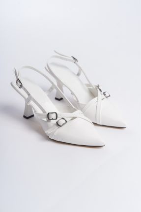 کفش پاشنه بلند کلاسیک سفید زنانه چرم لاکی پاشنه نازک پاشنه متوسط ( 5 - 9 cm ) کد 805725349