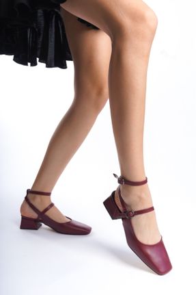 کفش پاشنه بلند کلاسیک زرشکی زنانه چرم لاکی پاشنه ضخیم پاشنه کوتاه ( 4 - 1 cm ) کد 805731527