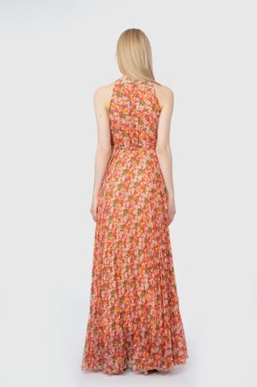 لباس مجلسی نارنجی زنانه پلی استر رگولار آویزی بدون آستر کد 248793399