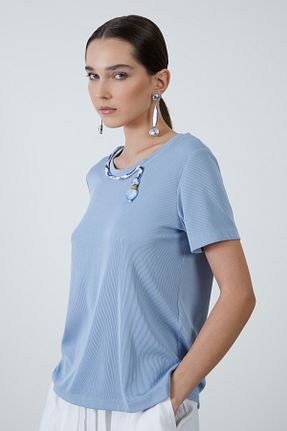 تیشرت آبی زنانه گشاد GIZIA - کد 798187053