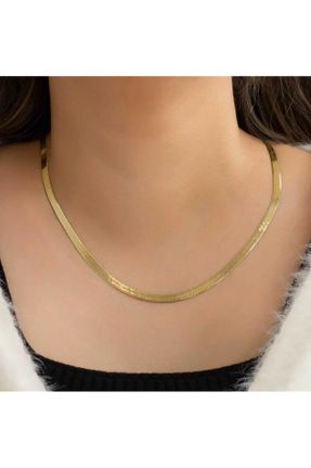 گردنبند استیل طلائی زنانه فولاد ( استیل ) کد 805591611