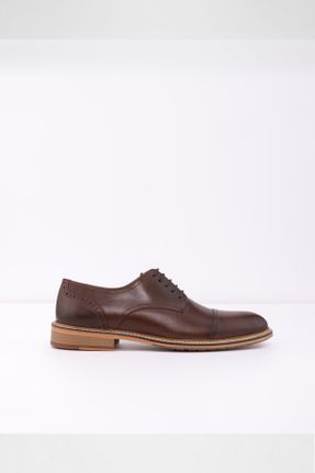 کفش کلاسیک قهوه ای مردانه چرم طبیعی پاشنه کوتاه ( 4 - 1 cm ) پاشنه ساده کد 805634821