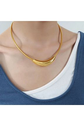 گردنبند استیل ( فولاد ) طلائی زنانه استیل ضد زنگ RAHSHINE - کد 805815404