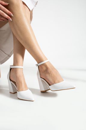 کفش استایلتو سفید پاشنه ضخیم پاشنه متوسط ( 5 - 9 cm ) کد 805788553