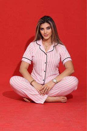 ست لباس راحتی صورتی زنانه ویسکون Meba - کد 805818985
