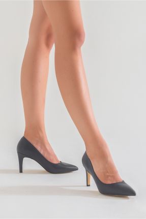 کفش پاشنه بلند کلاسیک سرمه ای زنانه چرم مصنوعی پاشنه نازک پاشنه متوسط ( 5 - 9 cm ) کد 805819572