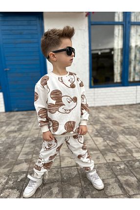 ست بالاتنه و پائین تنه بژ بچه گانه بافت barin kids - کد 805900874