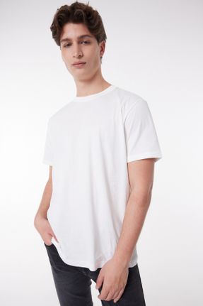تی شرت سفید مردانه رگولار پنبه (نخی) یقه خدمه کد 348166855