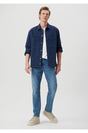 شلوار جین آبی مردانه پاچه تنگ پنبه (نخی) استاندارد کد 781933939