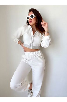 ست بالاتنه و پائین تنه سفید زنانه بافت Butik - کد 805436581