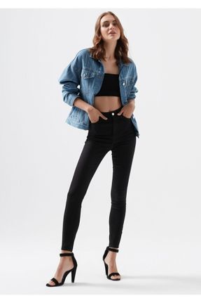شلوار جین مشکی زنانه پاچه تنگ فاق بلند جین کد 805354228