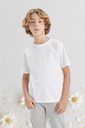تی شرت سفید بچه گانه رگولار کد 805375857
