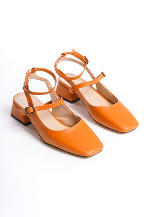 کفش پاشنه بلند کلاسیک نارنجی زنانه چرم لاکی SEREL35SHOES - کد 805512744