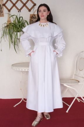 لباس سفید زنانه بافتنی رگولار آستین-بلند کد 805239249