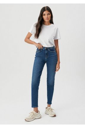 شلوار جین آبی زنانه پاچه تنگ فاق بلند پنبه (نخی) استاندارد کد 285963791