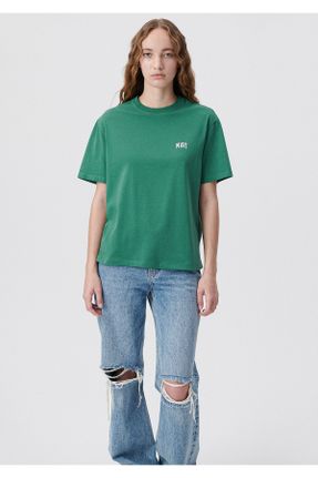 تی شرت سبز زنانه رگولار یقه گرد پنبه (نخی) تکی بیسیک کد 747151613