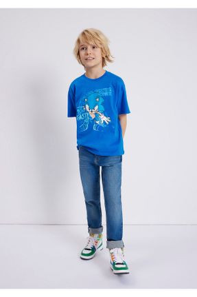 تی شرت آبی بچه گانه رگولار پنبه (نخی) کد 801896599