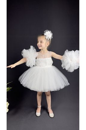لباس مجلسی و فارغ التحصیلی سفید بچه گانه پلی استر Sevimlice Kids - کد 805728701