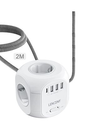 کابل افزودنی پریز گروهی سفید 8 LENCENT - کد 805734734