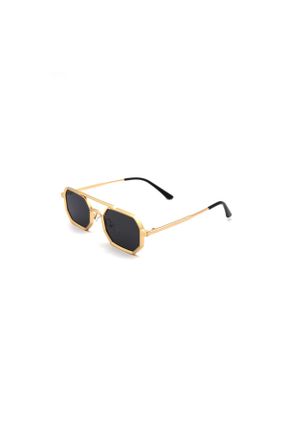 عینک آفتابی طلائی زنانه 56 UV400 فلزی مات هندسی کد 805509203