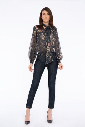 بلوز طلائی زنانه گلدار GIZIA - کد 159136429