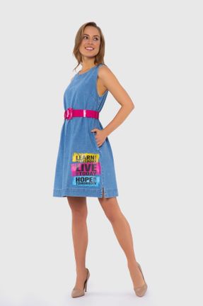 لباس آبی زنانه بافتنی رگولار کد 308640268