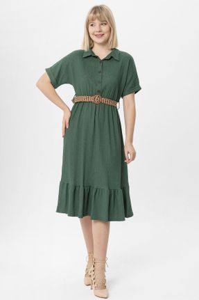 لباس سبز زنانه بافت Fitted آستین-بلند کد 805829656