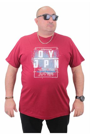 تیشرت سایز بزرگ زرشکی مردانه T-Shirt MocGrande - کد 805618426