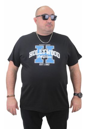 تی شرت مشکی مردانه سایز بزرگ پنبه (نخی) کد 805618387