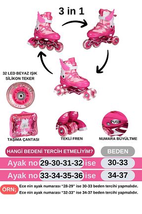 اسکیت صورتی Çocuk Pateni Toyaş - کد 721552579