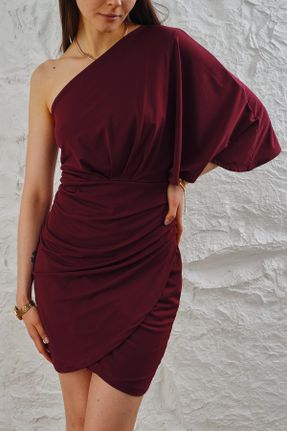 لباس زرشکی زنانه بافت پنبه (نخی) رگولار آستین-بلند بیسیک کد 805862641