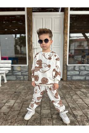ست بالاتنه و پائین تنه بژ بچه گانه بافت barin kids - کد 805900874