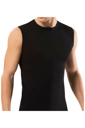 تی شرت مشکی مردانه اسلیم فیت یقه گرد پنبه (نخی) تکی بیسیک کد 805918445