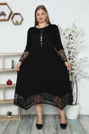 لباس سایز بزرگ مشکی زنانه ویسکون Genel Markalar - کد 48623051
