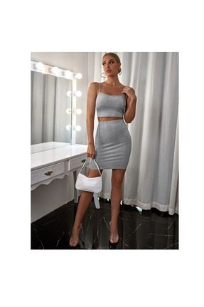 ست بالاتنه و پائین تنه طوسی زنانه بافت Styling Park - کد 108775400