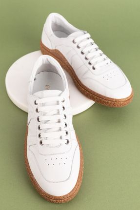 کفش کژوال سفید مردانه چرم طبیعی پاشنه کوتاه ( 4 - 1 cm ) پاشنه ساده کد 805988298