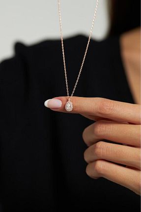 گردنبند نقره صورتی زنانه 925 عیار Roza Silver - کد 805996462