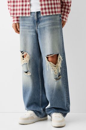 شلوار جین سرمه ای مردانه پاچه رگولار پنبه (نخی) استاندارد کد 806436759