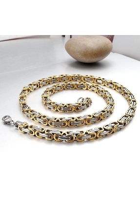 گردنبند استیل ( فولاد ) طلائی مردانه استیل ضد زنگ REGGENTE - کد 799916785