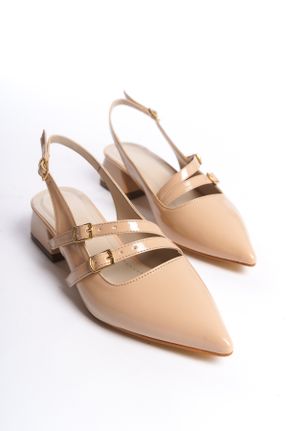 کفش پاشنه بلند کلاسیک بژ زنانه چرم مصنوعی پاشنه ضخیم پاشنه کوتاه ( 4 - 1 cm ) کد 806021119
