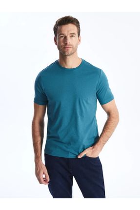 تی شرت آبی مردانه یقه گرد ریلکس کد 806022749