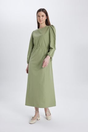 لباس خاکی زنانه بافتنی پنبه - پلی استر رگولار آستین-بلند کد 806141017