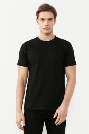 تی شرت مشکی مردانه اورسایز یقه گرد تکی جوان کد 806146736
