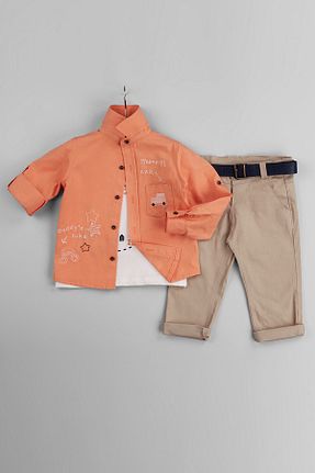 ست بالاتنه و پائین تنه نارنجی بچه گانه بافتنی Gold Class Kidswear - کد 806235328