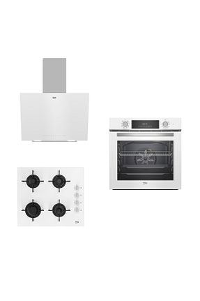 ست هود و اجاق گاز سفید گارانتی نمایندگی رسمی Beko - کد 806272741