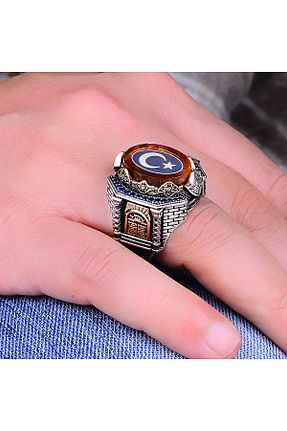 انگشتر نقره مردانه کهربا silverbox - کد 806448314