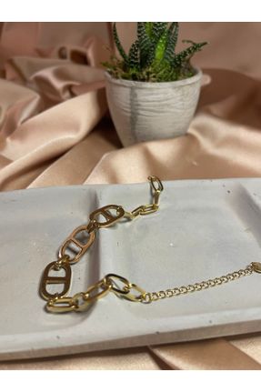 دستبند استیل طلائی زنانه فولاد ( استیل ) کد 806384333