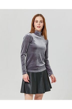 بلوز طوسی زنانه ساده İkmal - کد 806434571
